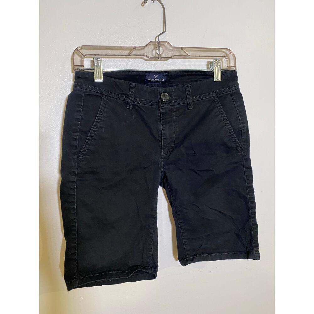 American Eagle School Black Khaki Shorts SZ 0